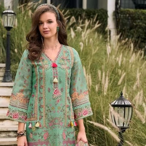 New Premium Lawn Cotton <b>Kurti</b> With exclusive Patch Work Pakistani Collection - Product Image 1