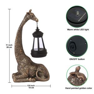Girafe assise sculptée avec lanterne objet décoratif pour table meilleur prix Accent girafe objet intérieur décor à la maison - Product Image 3