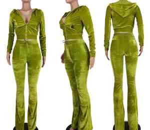 <b>Women</b> <b>Velour</b> <b>Tracksuit</b> Hoodie and Flare Pants Set Soft Casual 2 Piece Trousers Lounge Streetwear Activewear <b>Women's</b> Set - Product Image 5