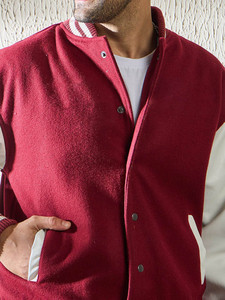 Chaqueta universitaria de lana de alta calidad para hombre, tipo de cierre, bolsillos con botones, chaqueta Bomber de béisbol universitaria cálida Letterman para hombre - Product Image 4