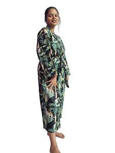 Peignoir en coton imprimé jungle indien pour femmes avec ceinture, taille - 48 pouces - Product Image 2