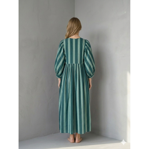 Vestido Maxi Verde a Rayas, Estilo Gótico-Elegante, Diseño Personalizado, Cintura Imperio, Transpirable, Talla 5XL, para Citas, Fiestas y Vacaciones - Product Image 2