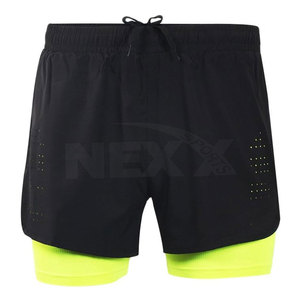 Men's New Design Double <b>Layer</b> Fitness Shorts Breathable Eco-Friendly Quick Dry Lightweight Solid Pattern High Street Style <b>Mid</b> - Product Image 1