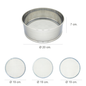 Setaccio per farina in acciaio inossidabile 0/20 cm. Con 3 Reti Intercambiabili - Product Image 2