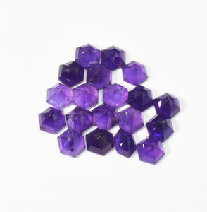 Natural Amethyst Hexagon Cut Rose Cut Faceted Gemstone 83.55 cts 19 Pieces Lot 10 mm - Product Image 2
