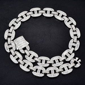 <b>925</b> <b>Sterling</b> <b>Silver</b> VVS1 Brilliant Cut Moissanite Ice True 16mm Cute Mezo Link Heavy Elegant Customizable Cuban <b>Chain</b> Unisex - Product Image 3