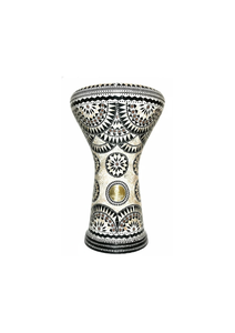 Gawharet El Fan Egyptian Darbuka Aluminum Hand <b>Drum</b> Black and White Geometric for Inlay Professional Doumbek - Product Image 4