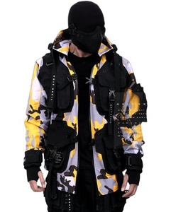 Chaqueta cortavientos ligera Cyberpunk Techwear para hombre, chaqueta cortavientos de lona con cremallera, estilo Ninja, técnica lavada para invierno - Product Image 1