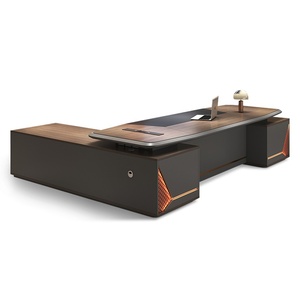 Bureau de direction en bois de luxe, moderne, extensible, table de bureau pour PDG, montage facile, poste de travail pour PDG - Product Image 1