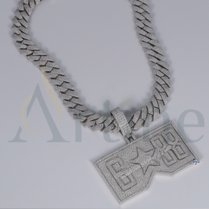 Most Popular Customized Chain With Pendant Crafted With 925 Sterling <b>Silver</b> Moissanite Diamonds With Fully Iced Out VVS Clarity - Product Image 1