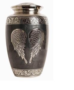 Fairy Feather Embossed American Style Adult Ashes Metal Funeral Memorial <b>Large</b> Handcrafted Funeral Memorial Cremation <b>Urns</b> - Product Image 2