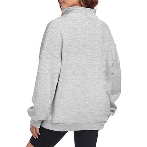 Sudadera personalizada transpirable 500 GSM Quarter Zip de gran tamaño holgada para hombres y mujeres diseño liso poliéster/algodón oferta de invierno - Product Image 4