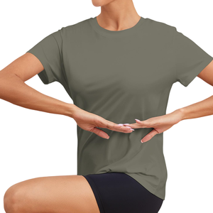 Logo personnalisé Tenue de sport et respirant ultra doux au toucher Meilleur tissu polyester T-shirt d'entraînement de gymnastique pour les femmes - Product Image 5