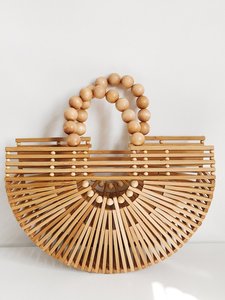 Bolso de Verano 2026 para Mujer, Bolso Tejido de Bambú Calado con Asa de Perlas, Bolso Cesta Versátil, Bolso de Mano Moderno para Damas - Product Image 3