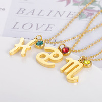 Quantité minimale de commande bas 10 pièces en gros femmes en acier inoxydable plaqué rhodium pierre de naissance Horoscope charme classique Bracelet signe du zodiaque JR marque