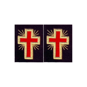Manchettes maçonniques de haute qualité, croix des Chevaliers Templiers, brodées en moiré noir, nouveau style, en tissu à coudre ou à fixer par aimant - Product Image 6