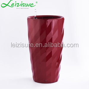 Macetas de Plástico Cerámico con Superficie de Diamante Grande, Macetas Negras Esmaltadas con Autorriego, Decorativas Altas <span class=keywords><strong>para</strong></span> Interiores o Exteriores - Product Image 3