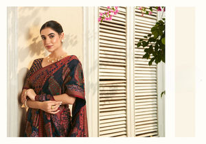 Patrón floral tradicional Georgette Pañuelo de seda Estilo étnico con acabado cálido Diseño floral Burnout - Product Image 5