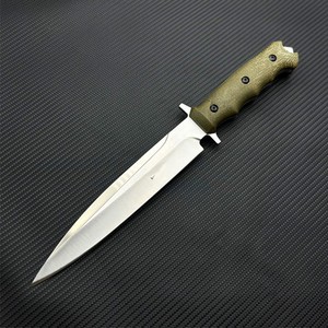 Coltello di sopravvivenza tattico personalizzabile Y8 tessuto lino manico in acciaio inox lama Micarta materiale coltello <span class=keywords><strong>Bushcraft</strong></span> - Product Image 1