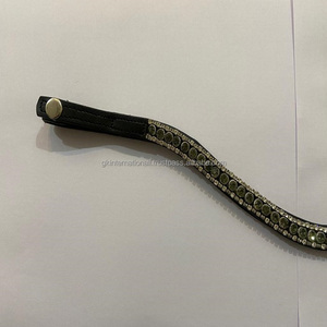 <b>Top</b> Trending Genuine Leather Horse Brow Band Bling 3 Row clear <b>Crystals</b> Stones Wholesale Manufacturer Custom Design Brow Band - Product Image 6