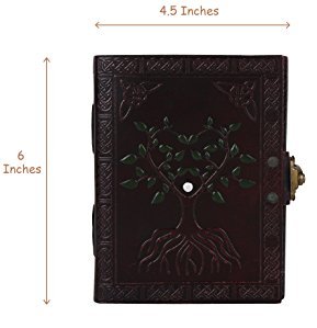 Árbol DE LA VIDA pintado a mano, diario de cuero, cuaderno de bolsillo, cuaderno de viaje, diario con encuadernación de costura, regalo para él o ella - Product Image 5