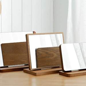 Espejo de baño Tocador de escritorio Espejo de maquillaje europeo Mesa de madera Dormitorio portátil Espejo cosmético HD plegable - Product Image 6