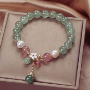 Magnifique Sac Porte-Bonheur en Cristal Naturel de Jade Vert et Quartz Fraise pour Femme, Certifié IGI, Luxe, Feng Shui, Cadeau Idéal - Product Image 2