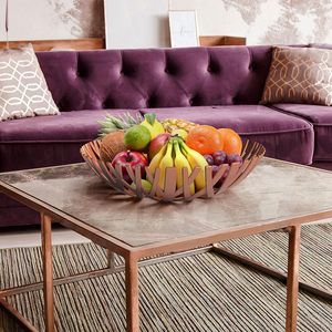 Bol de service moderne en cuivre marron martelé de 6 pouces avec poignée et couvercle en verre Serveur décoratif jetable pour aliments et soupes - Product Image 4