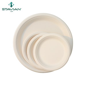 Platos desechables de 7 pulgadas, sostenibles, 100%, sin PFAS, hechos de fibras vegetales de Vietnam, sin productos químicos tóxicos para uso alimentario seguro - Product Image 1