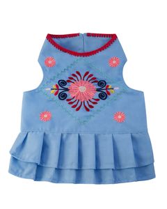 ชุดเดรสสุนัขผ้าฝ้ายป๊อปลินน่ารัก แรงบันดาลใจจากวัฒนธรรมพื้นบ้านเม็กซิกัน ดีไซน์แบบดั้งเดิม ใช้ได้ทุกฤดูกาล ซักมือเท่านั้น - Product Image 3