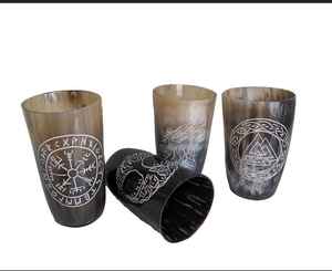 Vidrio de cuerno natural tallado hecho a mano de alta calidad personalizado al por mayor para agua de cerveza para el hogar inspirado en la artesanía de media luna - Product Image 4