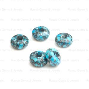 Tendencia 14x8mm telaraña Natural turquesa tibetana suave FORMA DE Rondell 5mm cuentas de piedras preciosas con agujero grande para la fabricación de joyas - Product Image 5