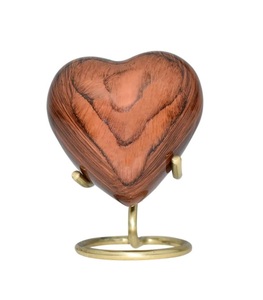 Wood Grains Mini Heart Cremation Urn with Premium Box & Stand | Honor <b>Your</b> <b>Loved</b> One with Wood Grain Finish Urn for Baby Girl - Product Image 1
