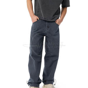 Pantalons en jean à jambes larges pour hommes, fabrication 2026, vente en gros, personnalisés, pur coton, vêtements d'été pour hommes - Product Image 2