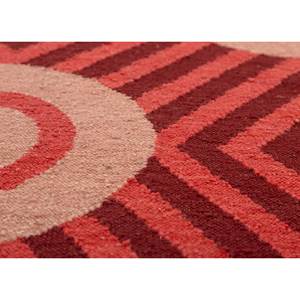 พรมขนสัตว์ทอมือสีแดงและสีส้มแบบคลาสสิก ลายเรขาคณิตและนามธรรม รูปทรงสี่เหลี่ยมผืนผ้า สำหรับห้องโถงหรือห้องพัก - รุ่น Adwl-13213 - Product Image 3