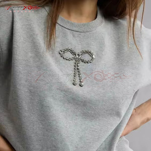 Sudadera elegante de mujer con diamantes de imitación con diseño brillante y tela de algodón suave sudadera de moda con diamantes de imitación - Product Image 6