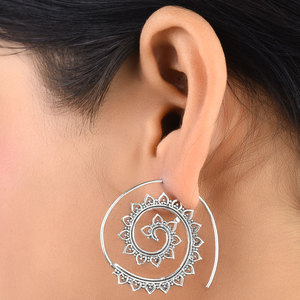 Pendientes de plata esterlina 92,5 con Círculo abierto tradicional hecho a mano, joyería hermosa para mujer, venta al por mayor, 2017 - Product Image 3