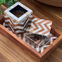 Quemador de Incienso Mubrakha de Madera con Incrustaciones de Nácar, Caja de Almacenamiento Multiusos, Caja para Bolsitas de Té, Dulces