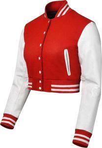Chaqueta de Béisbol Corta de Algodón Personalizada al por Mayor para Mujer, Transpirable, con Cuello de Botones, Logotipo Impreso, Talla Grande, Piel de Oveja, Secado Rápido - Product Image 6