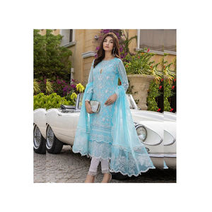 Belles robes décontractées indiennes et pakistanaises de pelouse avec impression sur chemise et dupatta costumes de marque de haute qualité vêtements ethniques - Product Image 1