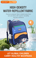 SUN EIGHT Sac à dos d'école primaire de 15,5 pouces pour garçons et filles, sac à livres léger et imperméable avec badge de chat, modèle 90408