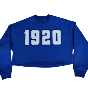 1920 Collegiate Style Crop Crewneck Sweat Doux Polaire Bleu Recadrée Pull Greek Life Apparel pour Zeta Phi Beta Sorority - Product Image 3