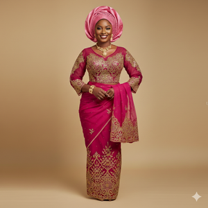 Tissu George nigérian élégant pour mariée, avec dentelle fantaisie perlée et à sequins, pour tenues traditionnelles de mariage Aso Ebi, 120 GSM, pour filles - Product Image 1