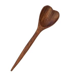 Cuchara de Madera en Forma de Corazón - Idea de Regalo Hecha a Mano con Madera Maciza para Seres Queridos y Decoración Rústica de Mesa, Color Marrón - Product Image 1
