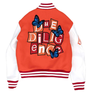 OEM logotipo personalizado lana Chenille bordado béisbol Letterman chaquetas hombres Vintage naranja Varsity chaqueta - Product Image 2