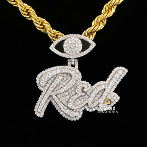 Hip Hop Trendy Letter Pendant Charms Iced Out Party con Vvs Clarity Round Brilliant Moissanite Diamonds en plata de ley 925 - Product Image 4
