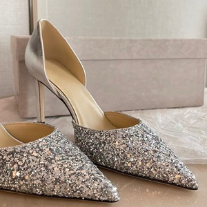 Chaussures de bureau pour femmes en gros, à bout fermé, avec strass brillants, or et argent, talon de 8 cm, chaussures à talons hauts pour femmes - Product Image 6