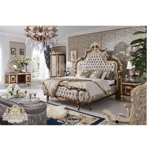 French Design <b>King</b> <b>Size</b> Luxurious <b>Double</b> <b>Bed</b> Baroque Style Teak Wood Bedroom Furniture Luxury Antique Bedroom Furniture Set Fiji - Product Image 1