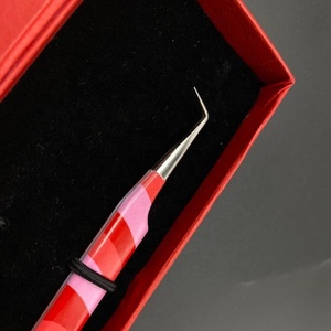 Pinzas de extensión de pestañas de acero inoxidable sostenibles de alta calidad 12cm punta puntiaguda profesional de 90 grados probada a mano - Product Image 2