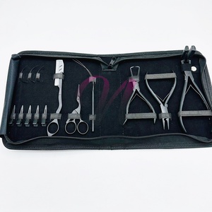 ชุดเครื่องมือสำหรับการต่อผมแบบเคลือบผงสีดำด้านพร้อมโลโก้ที่กำหนดเอง - Product Image 4